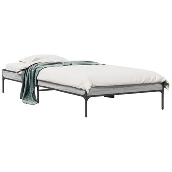 Cama Individual | Cama Para Adultos | Estructura Cama Madera Ingeniería Metal Gris Sonoma 100x200 Cm Cfw61584