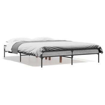 Cama Matrimonial | Cama Para Adultos | Estructura Cama Madera Ingeniería Metal Gris Sonoma 120x190 Cm Cfw19657