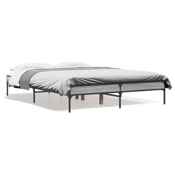 Cama Matrimonial | Cama Para Adultos | Estructura Cama Madera Ingeniería Metal Gris Sonoma 120x200 Cm Cfw31201