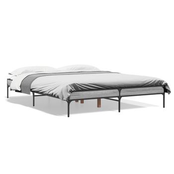 Cama Matrimonial | Cama Para Adultos | Estructura Cama Madera Ingeniería Metal Gris Sonoma 140x200 Cm Cfw14439