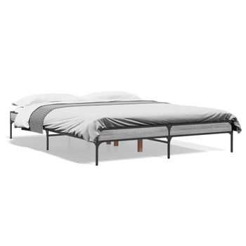 Cama Matrimonial | Cama Para Adultos | Estructura Cama Madera Ingeniería Metal Gris Sonoma 150x200 Cm Cfw93015