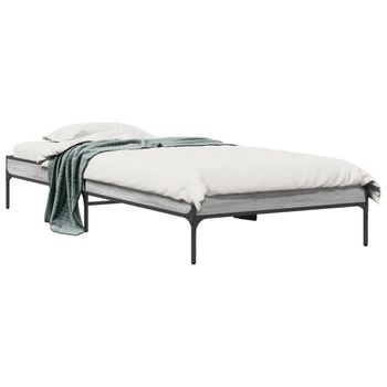 Cama Individual | Cama Para Adultos | Estructura Cama Madera Ingeniería Metal Gris Sonoma 75x190 Cm Cfw63479