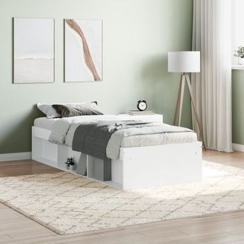 Cama Individual | Cama Para Adultos | Estructura De Cama Blanca 75x190 Cm Cfw201745