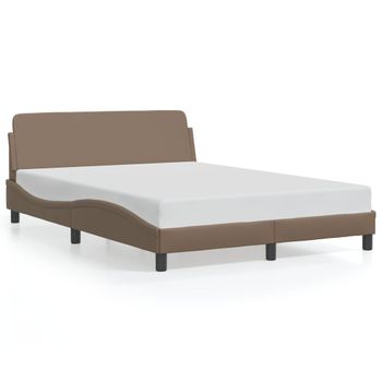 Cama Matrimonial | Cama Para Adultos | Estructura De Cama Cabecero Cuero Sintético Capuchino 120x200cm Cfw122602