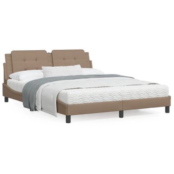 Cama Matrimonial | Cama Para Adultos | Estructura De Cama Cabecero Cuero Sintético Capuchino 160x200cm Cfw65749