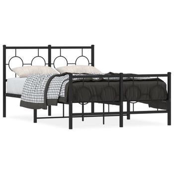 Cama Matrimonial | Cama Para Adultos | Estructura De Cama Cabecero Y Estribo Metal Negro 120x200 Cm Cfw317463