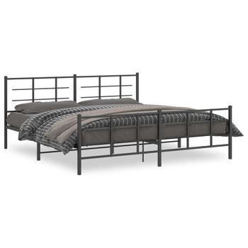 Cama Matrimonial | Cama Para Adultos | Estructura De Cama Cabecero Y Estribo Metal Negro 193x203 Cm Cfw57027