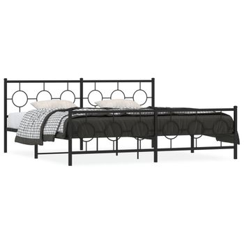 Cama Matrimonial | Cama Para Adultos | Estructura De Cama Cabecero Y Estribo Metal Negro 193x203 Cm Cfw669244