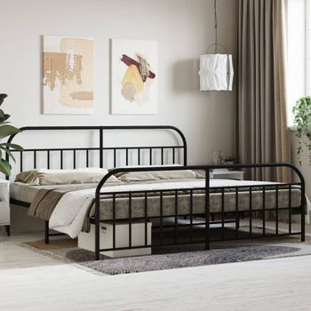 Cama Matrimonial | Cama Para Adultos | Estructura De Cama Cabecero Y Pie De Cama Metal Negro 193x203cm Cfw375133