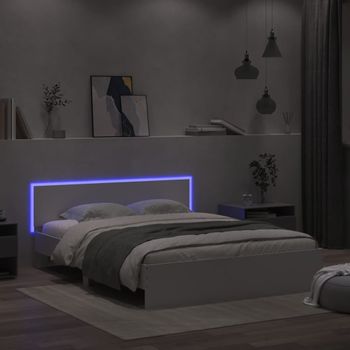 Cama Matrimonial | Cama Para Adultos | Estructura De Cama Cabecero Y Luces Led Blanca 160x200 Cm Cfw650160