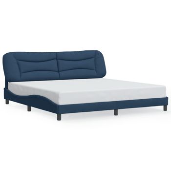 Cama Matrimonial | Cama Para Adultos | Estructura De Cama Con Cabecero De Tela Azul 200x200 Cm Cfw887919