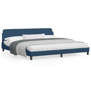 Cama Matrimonial | Cama Para Adultos | Estructura De Cama Con Cabecero De Tela Azul 200x200 Cm Cfw247459