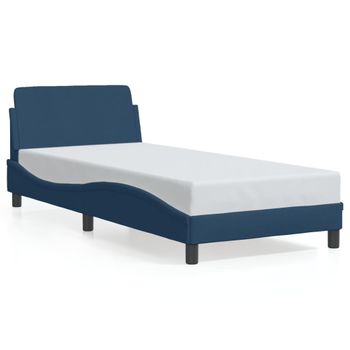 Cama Para Adulto | Cama Individual | Estructura De Cama Con Cabecero De Tela Azul 80x200 Cm Cfw128782