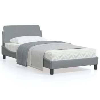 Cama Para Adulto | Cama Individual | Estructura De Cama Con Cabecero De Tela Gris Claro 100x200 Cm Cfw589664