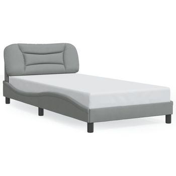 Cama Para Adulto | Cama Individual | Estructura De Cama Con Cabecero De Tela Gris Claro 100x200 Cm Cfw195462