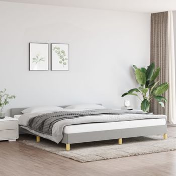 Cama Matrimonial | Cama Para Adultos | Estructura De Cama Con Cabecero De Tela Gris Claro 200x200 Cm Cfw909332