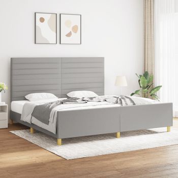 Cama Matrimonial | Cama Para Adultos | Estructura De Cama Con Cabecero De Tela Gris Claro 200x200 Cm Cfw310663