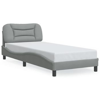 Cama Para Adulto | Cama Individual | Estructura De Cama Con Cabecero De Tela Gris Claro 80x200 Cm Cfw502566