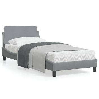 Cama Para Adulto | Cama Individual | Estructura De Cama Con Cabecero De Tela Gris Claro 90x200 Cm Cfw407415