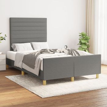 Cama Matrimonial | Cama Para Adultos | Estructura De Cama Con Cabecero De Tela Gris Oscuro 120x200 Cm Cfw635735