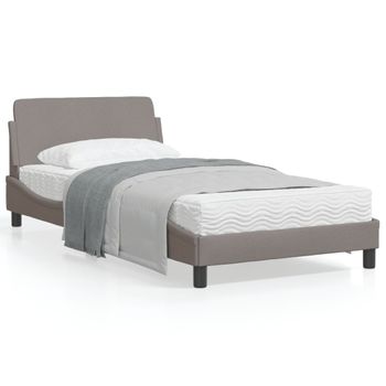 Cama Para Adulto | Cama Individual | Estructura De Cama Con Cabecero De Tela Gris Taupe 100x200 Cm Cfw489026