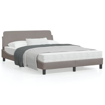 Cama Matrimonial | Cama Para Adultos | Estructura De Cama Con Cabecero De Tela Gris Taupe 140x190 Cm Cfw174183