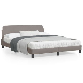 Cama Matrimonial | Cama Para Adultos | Estructura De Cama Con Cabecero De Tela Gris Taupe 160x200 Cm Cfw916432