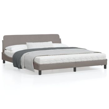 Cama Matrimonial | Cama Para Adultos | Estructura De Cama Con Cabecero De Tela Gris Taupe 180x200 Cm Cfw961539