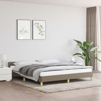 Cama Matrimonial | Cama Para Adultos | Estructura De Cama Con Cabecero De Tela Gris Taupe 180x200 Cm Cfw729696