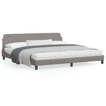 Cama Matrimonial | Cama Para Adultos | Estructura De Cama Con Cabecero De Tela Gris Taupe 200x200 Cm Cfw903978