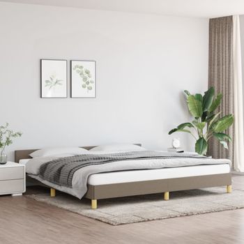 Cama Matrimonial | Cama Para Adultos | Estructura De Cama Con Cabecero De Tela Gris Taupe 200x200 Cm Cfw347600