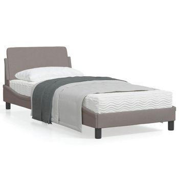 Cama Para Adulto | Cama Individual | Estructura De Cama Con Cabecero De Tela Gris Taupe 80x200 Cm Cfw328333