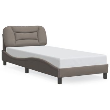 Cama Para Adulto | Cama Individual | Estructura De Cama Con Cabecero De Tela Gris Taupe 80x200 Cm Cfw397014