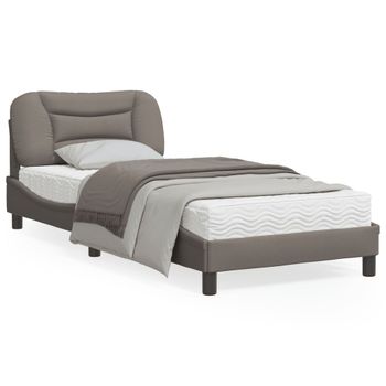 Cama Para Adulto | Cama Individual | Estructura De Cama Con Cabecero De Tela Gris Taupe 90x200 Cm Cfw220245