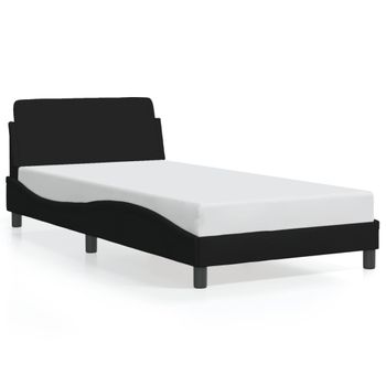 Cama Para Adulto | Cama Individual | Estructura De Cama Con Cabecero De Tela Negro 100x200 Cm Cfw738227