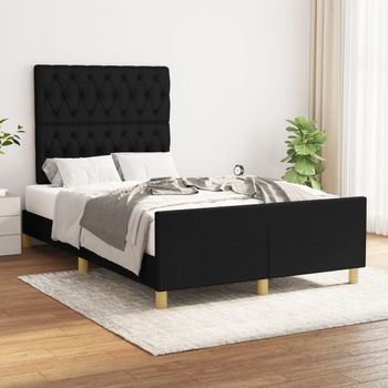 Cama Matrimonial | Cama Para Adultos | Estructura De Cama Con Cabecero De Tela Negro 120x200 Cm Cfw465499