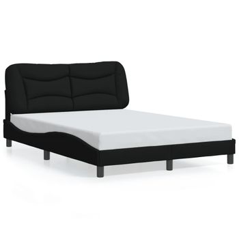 Cama Matrimonial | Cama Para Adultos | Estructura De Cama Con Cabecero De Tela Negro 120x200 Cm Cfw342984