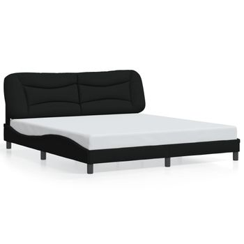 Cama Matrimonial | Cama Para Adultos | Estructura De Cama Con Cabecero De Tela Negro 180x200 Cm Cfw442447