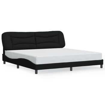 Cama Matrimonial | Cama Para Adultos | Estructura De Cama Con Cabecero De Tela Negro 200x200 Cm Cfw674647