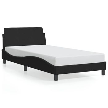 Cama Para Adulto | Cama Individual | Estructura De Cama Con Cabecero De Terciopelo Negro 100x200 Cm Cfw955658