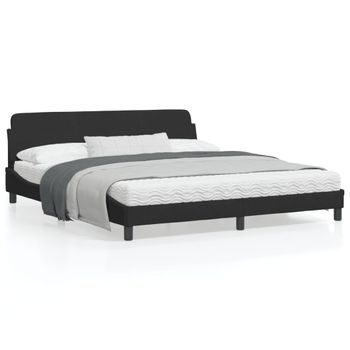 Cama Matrimonial | Cama Para Adultos | Estructura De Cama Con Cabecero De Terciopelo Negro 180x200 Cm Cfw990362