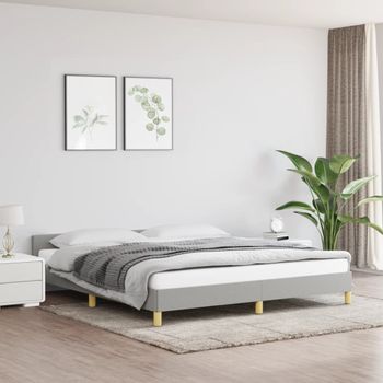 Cama Matrimonial | Cama Para Adultos | Estructura De Cama Con Cabecero Gris Claro Tela 180x200 Cm Cfw658575