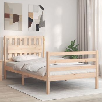 Cama Individual | Cama Para Adultos | Estructura De Cama Con Cabecero Madera Maciza 100x200 Cm Cfw645783