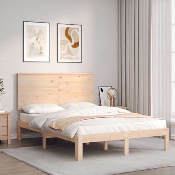 Cama Matrimonial | Cama Para Adultos | Estructura De Cama Con Cabecero Madera Maciza 120x200 Cm Cfw562557