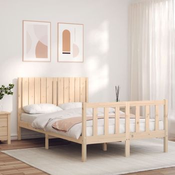 Cama Matrimonial | Cama Para Adultos | Estructura De Cama Con Cabecero Madera Maciza 120x200 Cm Cfw888259