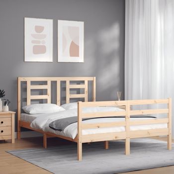 Cama Matrimonial | Cama Para Adultos | Estructura De Cama Con Cabecero Madera Maciza 120x200 Cm Cfw501525