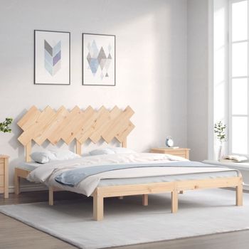 Cama Matrimonial | Cama Para Adultos | Estructura De Cama Con Cabecero Madera Maciza 160x200 Cm Cfw611242