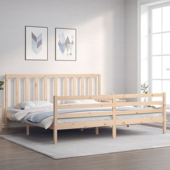 Cama Matrimonial | Cama Para Adultos | Estructura De Cama Con Cabecero Madera Maciza 200x200 Cm Cfw576769