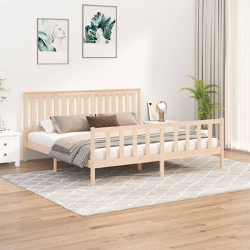 Cama Matrimonial | Cama Para Adultos | Estructura De Cama Con Cabecero Madera Maciza De Pino 180x200cm Cfw206039