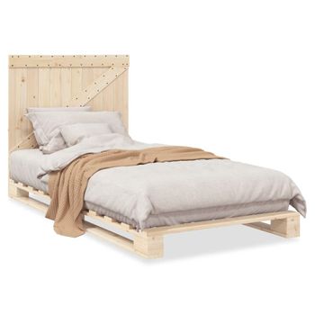 Cama Individual | Cama Para Adultos | Estructura De Cama Con Cabecero Madera Maciza Pino 100x200 Cm Cfw28309